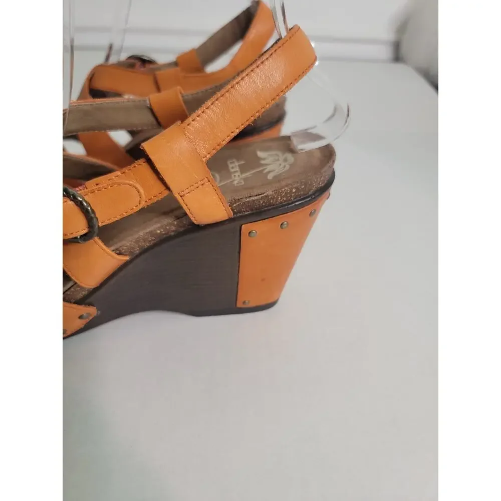 Dansko SZ 40 9.5-10 Frida Wedge Sandal Comfort Orange Strappy Festival
